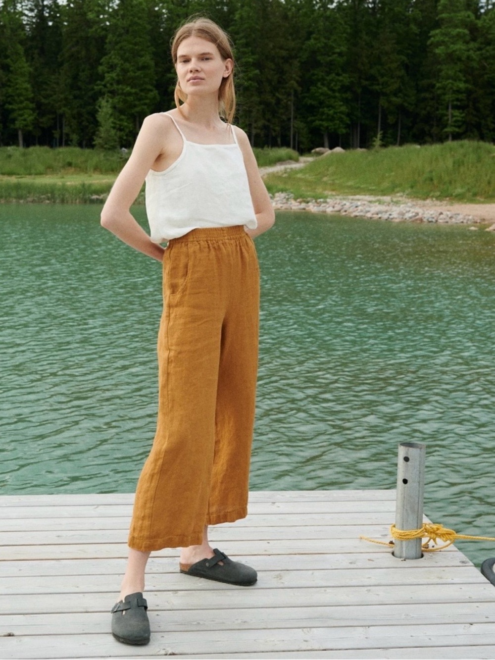 Linenfox Ocean Waffle Linen Trousers in Camel NWOT - Size XL